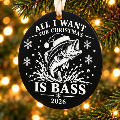 christmas bass black metal Christmas fishing ornament photo 3
