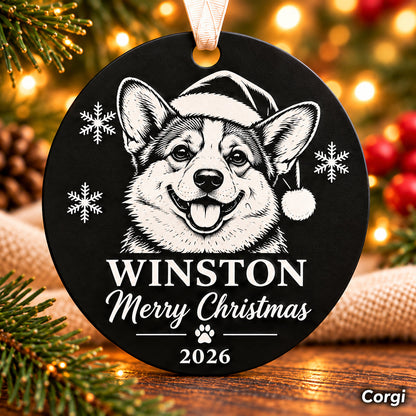 Personalized corgi engraved Christmas ornament - photo 1
