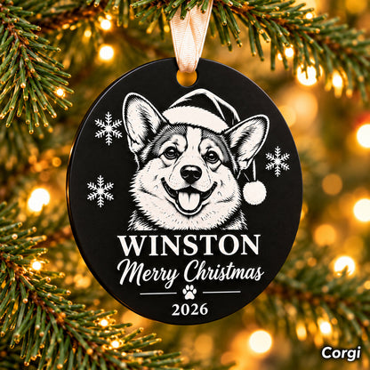 Personalized corgi engraved Christmas ornament - photo 3