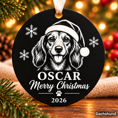 Personalized dachshund engraved Christmas ornament - photo 1