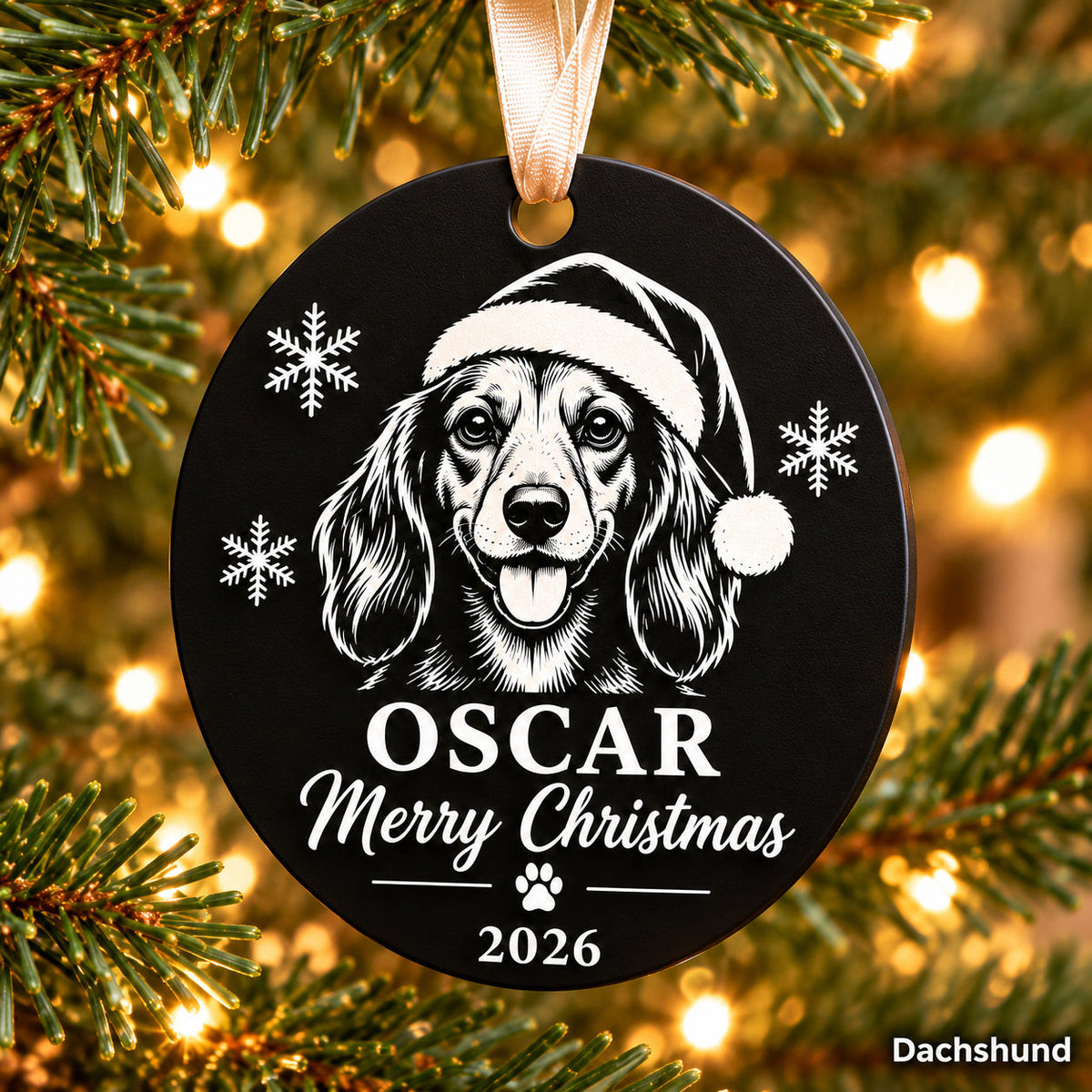 Personalized dachshund engraved Christmas ornament - photo 3