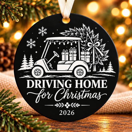 driving home golf cart personalized golf Christmas ornament — photo 1