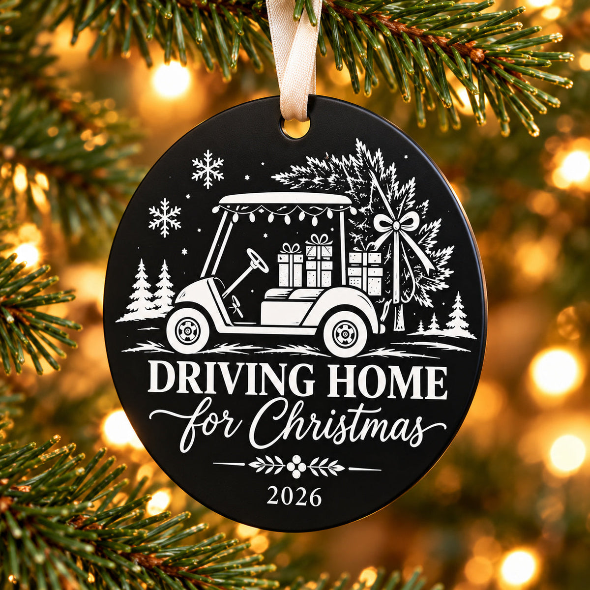 driving home golf cart personalized golf Christmas ornament — photo 3
