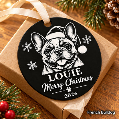 Personalized french bulldog engraved Christmas ornament - photo 2