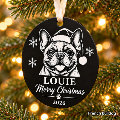 Personalized french bulldog engraved Christmas ornament - photo 3