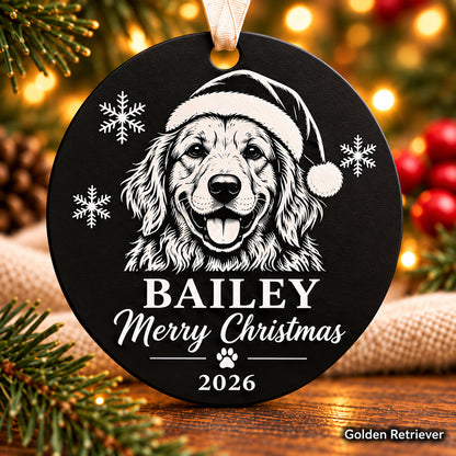 Personalized golden retriever engraved Christmas ornament - photo 1