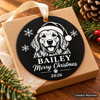 Personalized golden retriever engraved Christmas ornament - photo 2