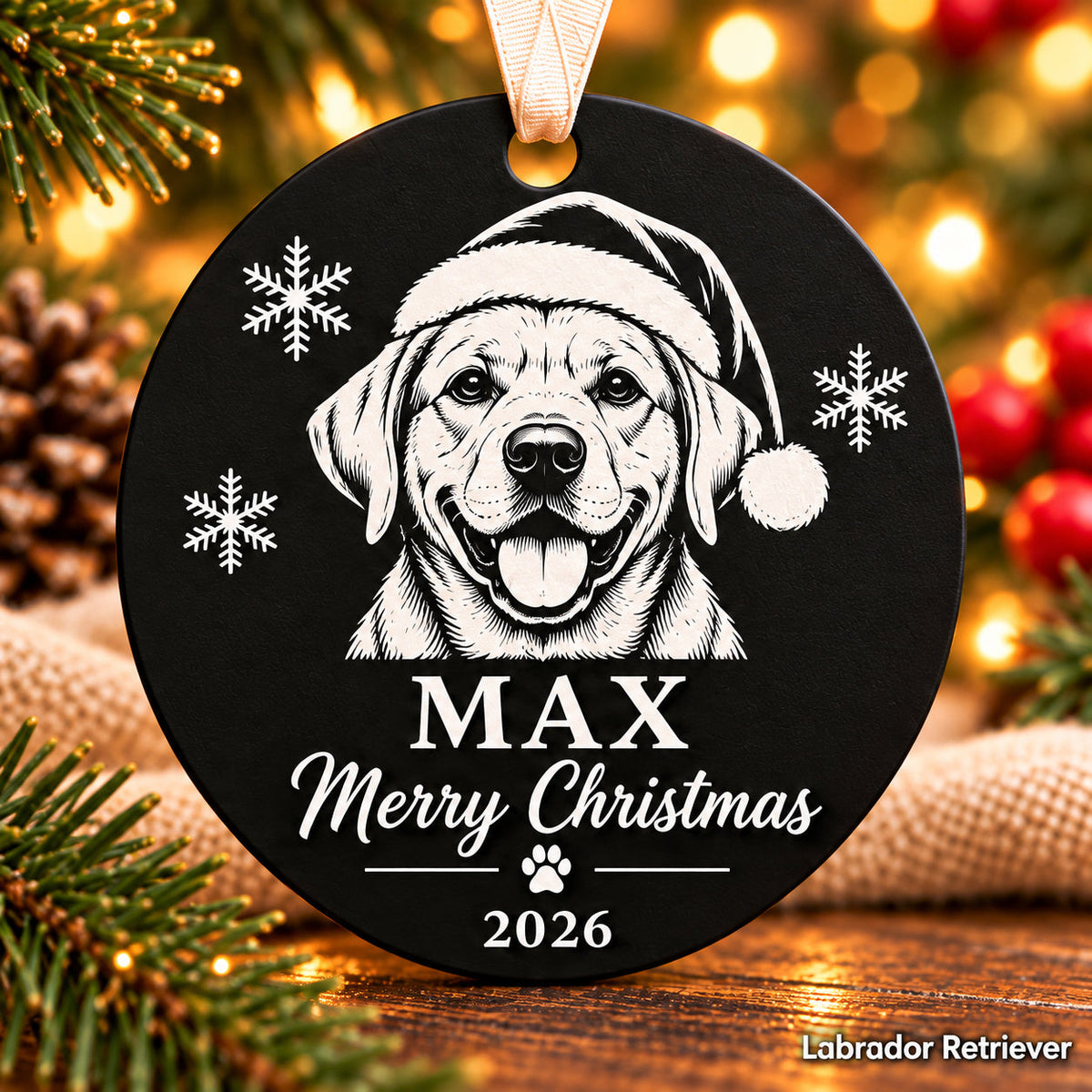 Personalized labrador retriever engraved Christmas ornament - photo 1