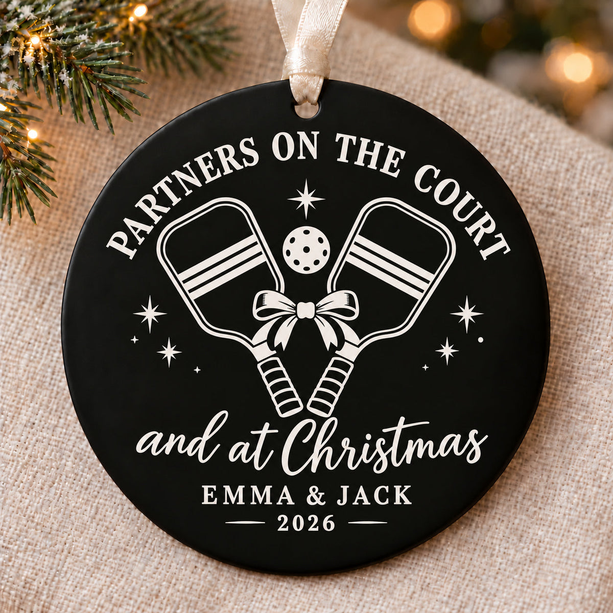 pickleball christmas partners ornament photo 1