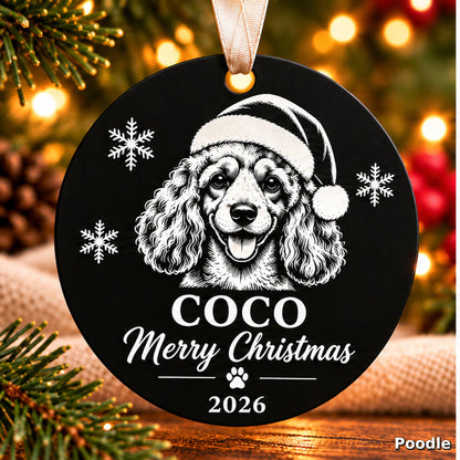 Personalized engraved Poodle Christmas ornament — view 1