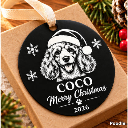 Personalized engraved Poodle Christmas ornament — view 2