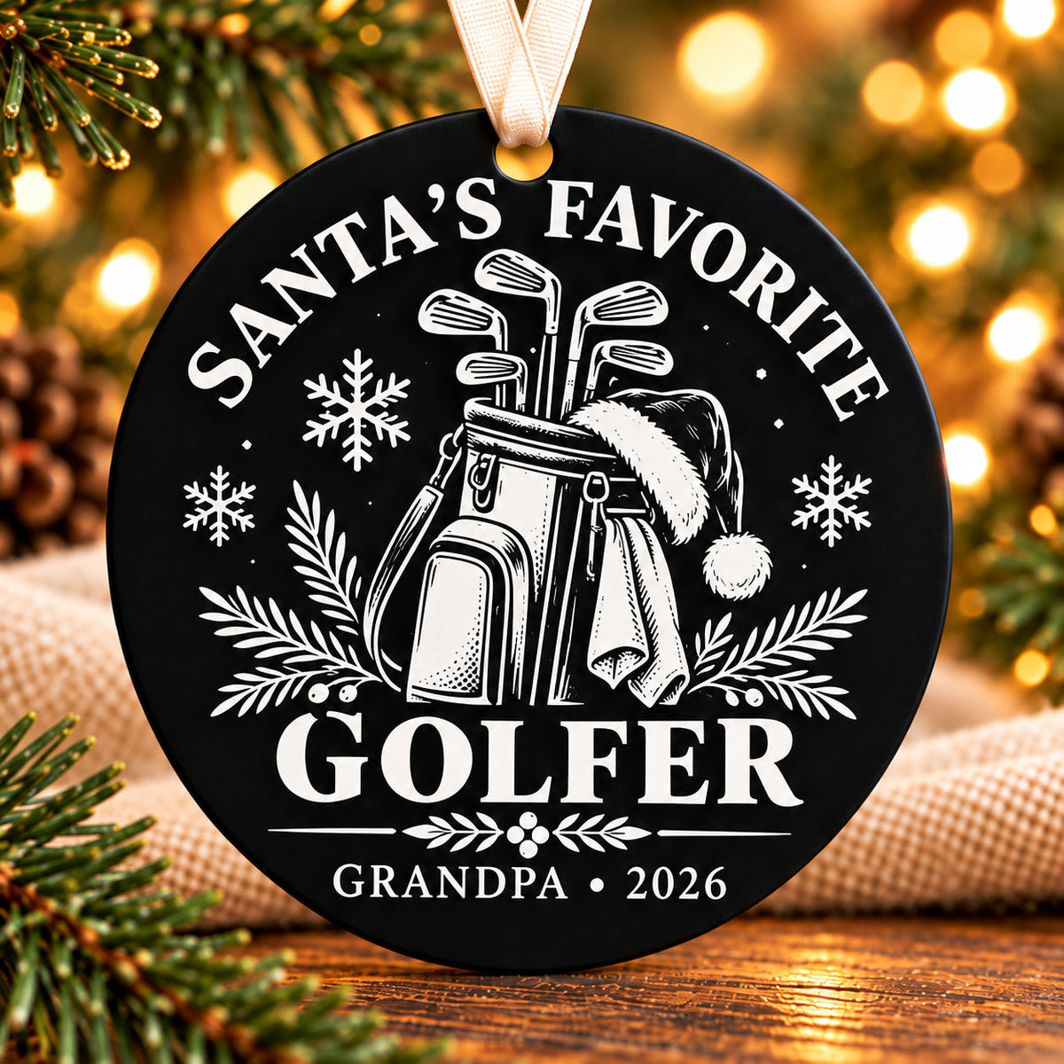 santas favorite golfer personalized golf Christmas ornament — photo 1