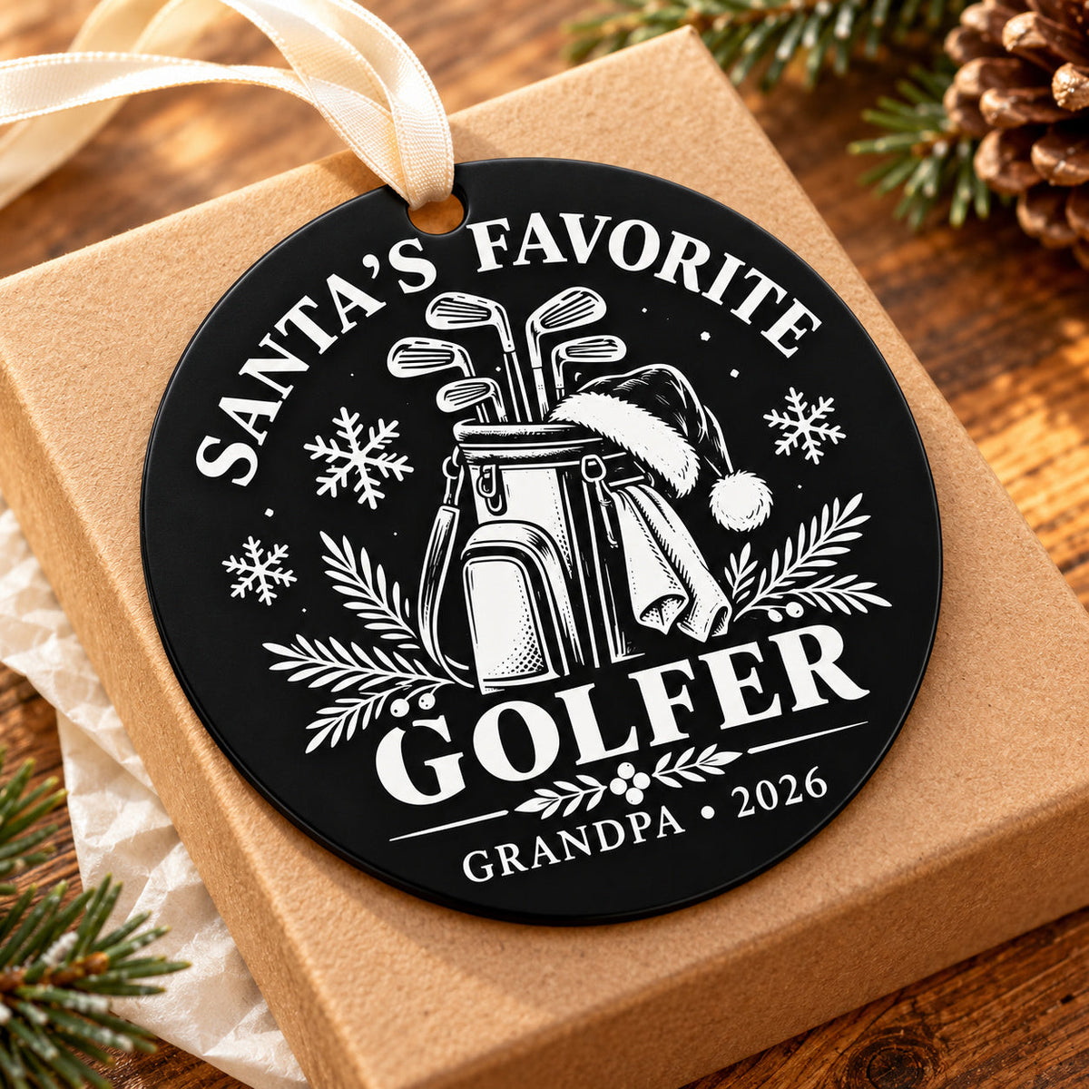santas favorite golfer personalized golf Christmas ornament — photo 2