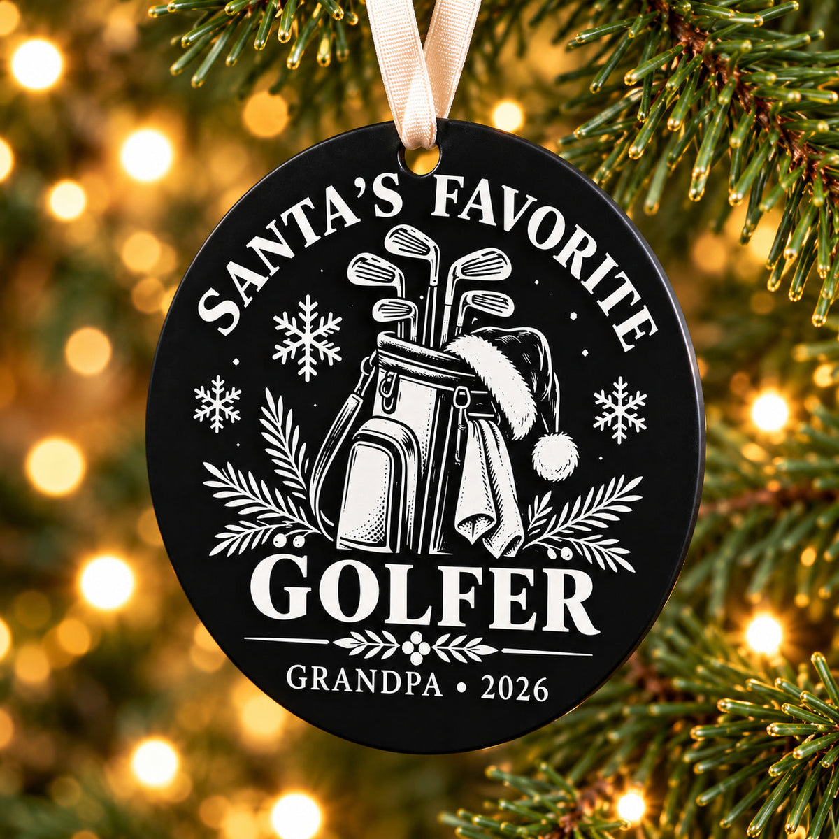 santas favorite golfer personalized golf Christmas ornament — photo 3