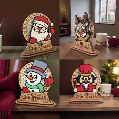 Christmas Countdown Decoration – Santa, Frosty, Reindeer, Nutcracker & Gnome (7” Tall)