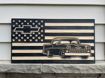 1956 Chevrolet American Flag | 56 Chevy | Chevy BelAir | Muscle Car | Custom American Flag | Wood Flag