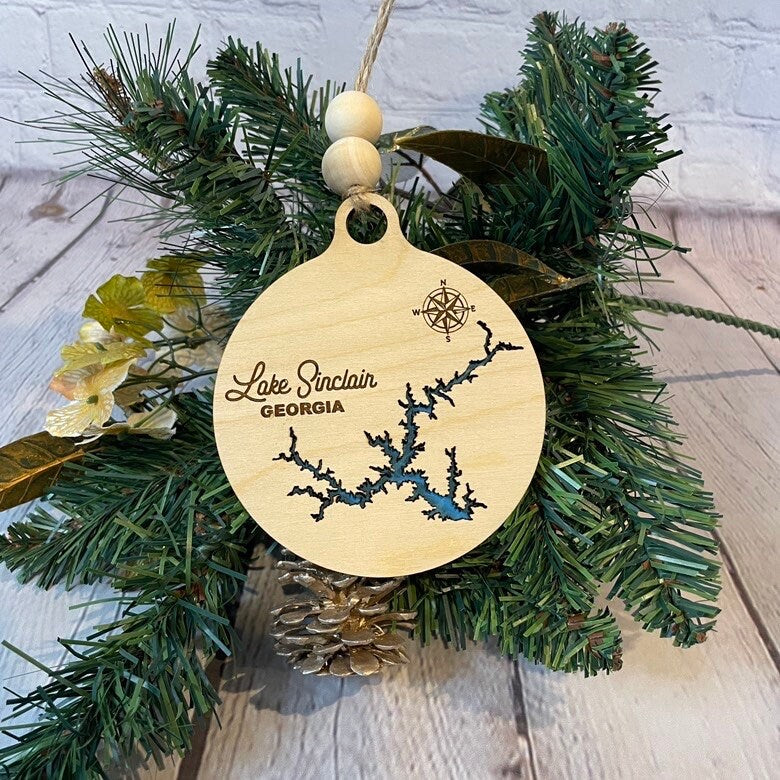 Lake Sinclair Georgia Christmas Ornament | Wooden Christmas Ornament | Personalized Ornament | Lake Ornament