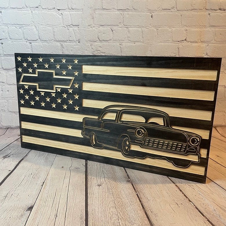 1955 Chevrolet American Flag | 55 Chevy | Chevy BelAir | Muscle Car | Custom American Flag