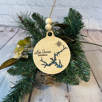 Lake Sinclair Georgia Christmas Ornament | Wooden Christmas Ornament | Personalized Ornament | Lake Ornament