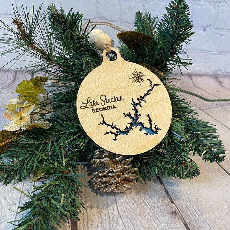 Lake Sinclair Georgia Christmas Ornament | Wooden Christmas Ornament | Personalized Ornament | Lake Ornament