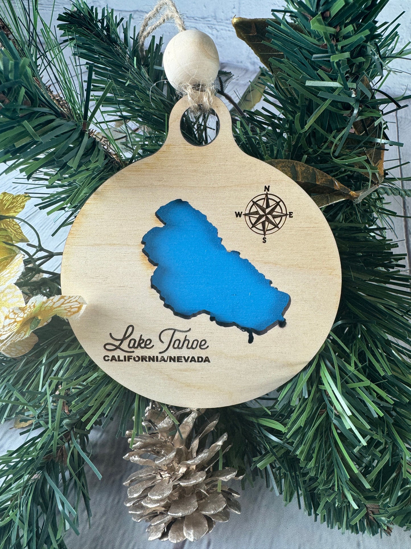 Lake Tahoe Nevada and California Christmas Ornament | Wooden Christmas Ornament | Personalized Ornament | Lake Ornament