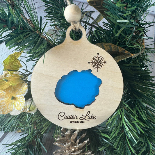 Crater Lake Oregon Christmas Ornament | Wooden Christmas Ornament | Personalized Ornament | Lake Ornament