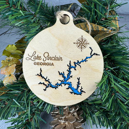 Lake Sinclair Georgia Christmas Ornament | Wooden Christmas Ornament | Personalized Ornament | Lake Ornament